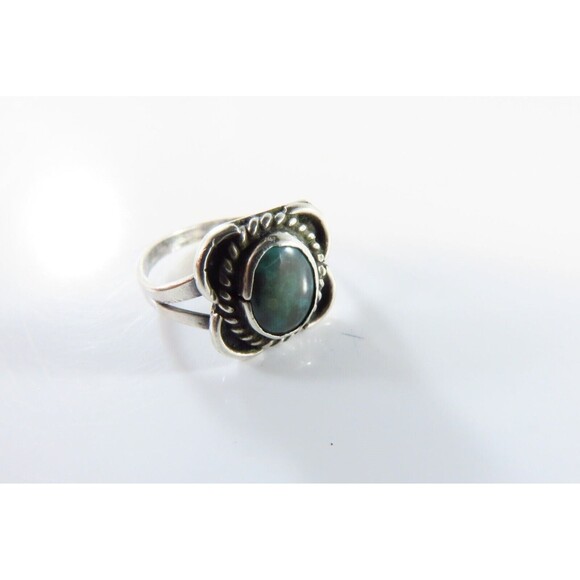 Vintage Petite Sterling Silver Polished Turquoise Ring Size 3 3/4 - Picture 6 of 7